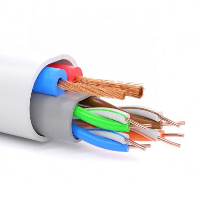 China Network LAN Cable Cat5e White Sheath With Power 2c LAN Cable Cat5e/CAT6 Wire Power Outdoor Indoor Use With Power for sale