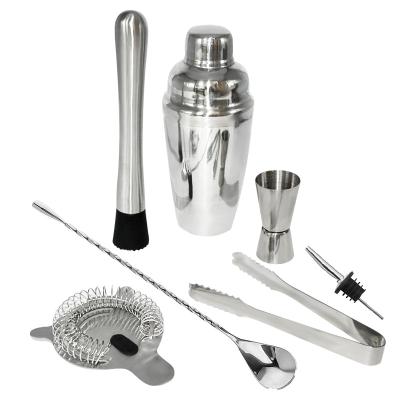 China 2020 Eco-friendly Metal Cocktail Shaker 7pcs and Bar Promotion Stainless Steel Tool Kit for sale