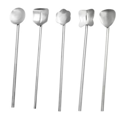 China New Design Disposable 2 In 1 304 Stainless Steel Straw Spoon Bar Multifunctional Tools for sale