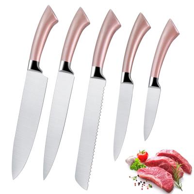 China Sustainable Hot Selling 5PCS Non Stick Stainless Steel Coating Kitchen Knife Set With Hollow Handle for sale