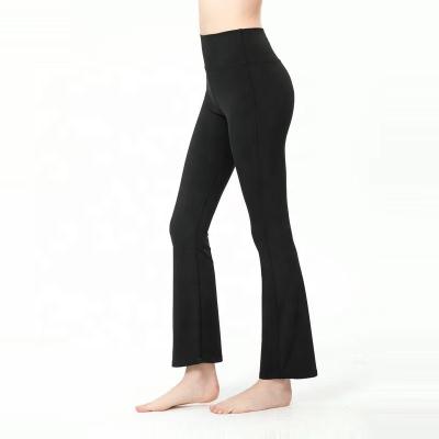 China Wholesale Custom Breathable MOQ Logo Package Nylon Black Flare Gaiters Yoga Pants Bottoms for sale