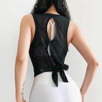 China Low MOQ Wholesale Breathable For Custom Logo Package Women Mesh Tank Top Backless Tank Top for sale