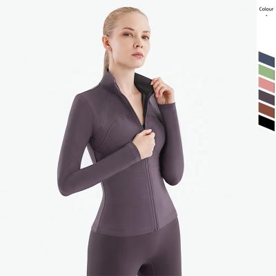 China Low MOQ Wholesale Breathable Logo Package Long Sleeve Workout Custom Made Zip Up Jacket For Women Yoga Jacket for sale