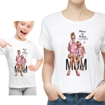 China Anti-pilling Custom 2 Piece Super White Modal Kids Cotton Mother And Mom T-Shirt for sale