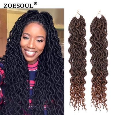 China Natural Curly Faux Locs Goddess Faux Locs 18 Inch Soft Ombre Locs Crochet Braiding Hair Extensions for sale