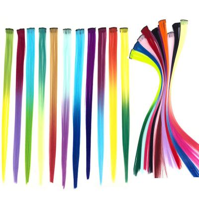 China Silky Straight Wave Promo Rainbow Part Highlights Brazilian Visible 19.5 Inch Clip In Hair Extension for sale