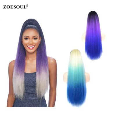 China 22 Inch Straight Ombre Color Yaki No Drawstring Ponytail Extension For Synthetic Wig for sale