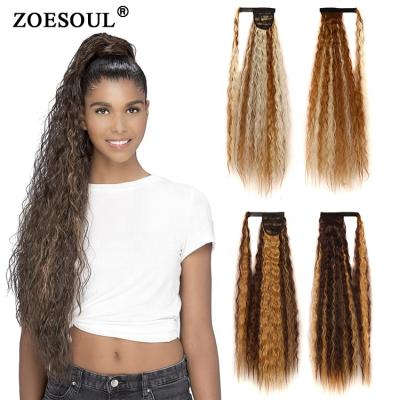 China 34 Inch Long Curly Super Synthetic Afro Kinky Curly Wrap Around Ponytail Hair Extension For Black Women for sale