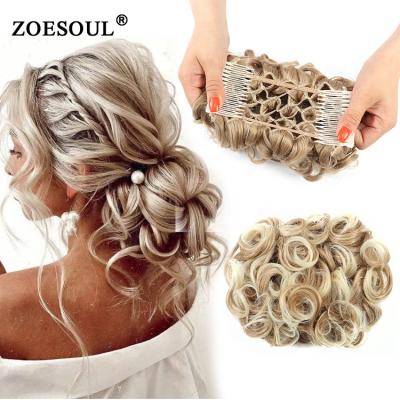 China Comb In Synthetic Messy Hair Bun Extensions Bun Scrunchie Comb Clip In Hair Bun For Women Wedding Hair Piece for sale