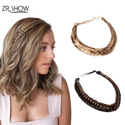 China Classic Chunky Platied Briad Synthetic Fishtail Hair Braided Headband Easy To Use/Good Quality For Women Hair Piece Extension for sale