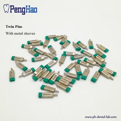 China Twin pins with metal sleeves and green rubber caps ( 1000pcs every box ) for sale