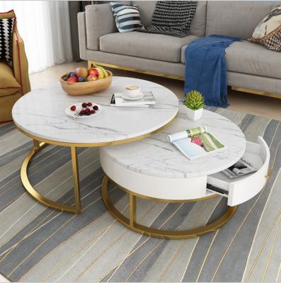 China Round Adjustable Coffee Table Nordic Marble Wrought Iron Coffee Table (The Other) for sale