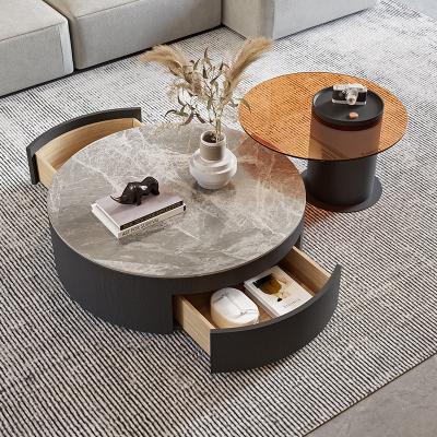 China Modern Luxury Nordic Living Room Center Table Customized Extendable Marble Coffee Table Round for sale