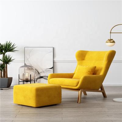 China (Other) Hot Selling Adjustable Leather Lounger Accent Upholstered Wooden Chair For Living Room Tufted Fabric Single Chair for sale