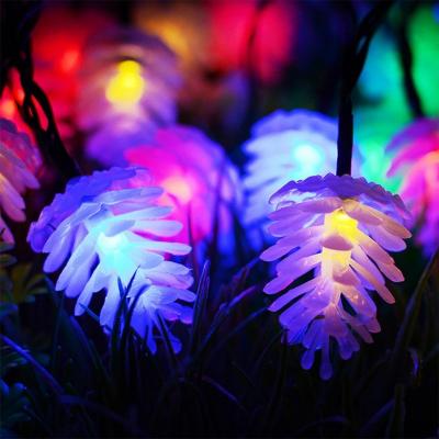 China Garden 6.5M Solar Panel 30LED Powered Pinecone Pine Cone Night LED String Lights For Outdoor Garden Christmas Tree Decorations for sale