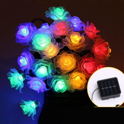 China Jardin Luminarias Solares 6.5M 30 LED Rose Flower Fairy String LED Night Lamp for Outdoor Indoor Garden Christmas Decoration for sale