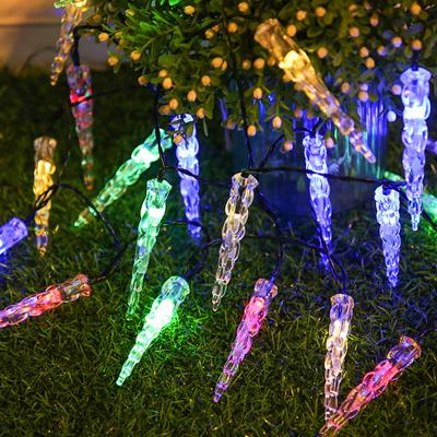 China 2022 Hot Outdoor Garden 6.5M 30LED Ice Cone Ice Cube Solar Powered String Light For Wedding Party Christmas Home Room Decorations for sale