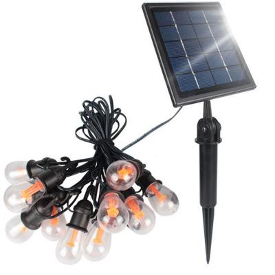 China Garden Outdoor Waterproof 12 LED Hanging Vintage Industrial Bulbs Garden Globe Festoon Solar Rechargeable String Lights for sale