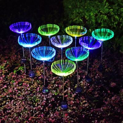 China Garden Outdoor Garden Solar Panel Powered 7 Changeable Colors Fiber Optic Jellyfish Aquarium Lights For House Yard Lawn Decoration for sale