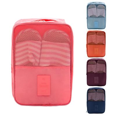 China Factory direct wholesale folding large capacity custom travel can put three pairs of shoes storage bag for trolley case with mesh pocket for sale