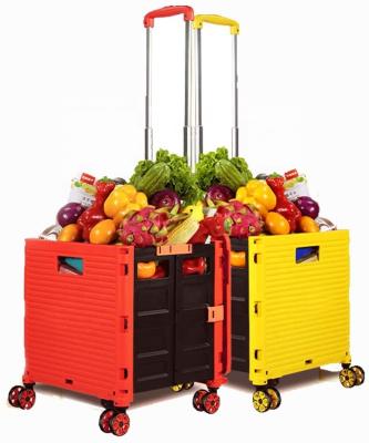 China Wholesale Collapsible Trolley 4 Wheel Collapsible Grocery Shopping Cart With Lid Handle for sale