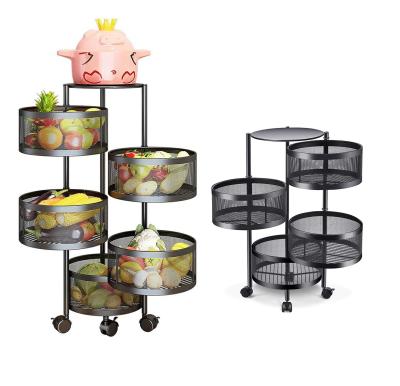 China New Sale Sustainable Rotating Storage Rack Round Cart 360 Degree Rotation Kitchen Storage Organizer Trolley for sale