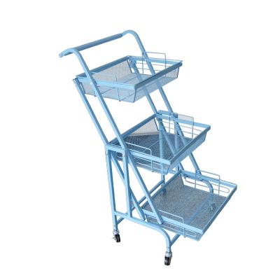 China Sustainable Modern Professional Furniture Trolley Parallel Folding Hair Salon Trolley Storage Shelving Shelving for sale