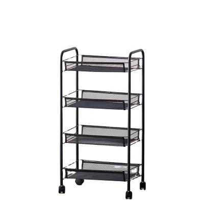 China Sustainable Metal Kitchen Carts Wheeled Vegetable Storage Rack Shelf Floor for sale