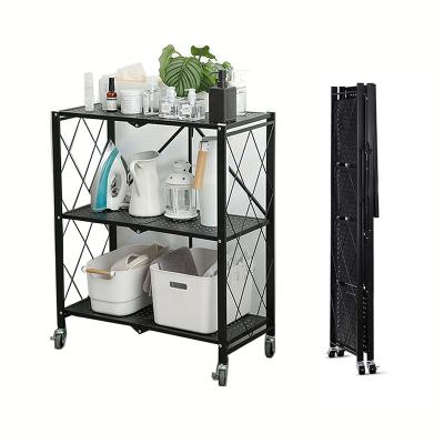 China Folding Storage Shelves Mesh Kitchen Organizer Tower Viable Rack Shelf Kitchen Storage Rack for sale