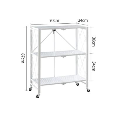 China Corrosion Protection Folding Bathroom Storage Rack Kitchen Display Rack Folding Shelf With 4 Wheels Kitchen Shelf Organizer for sale