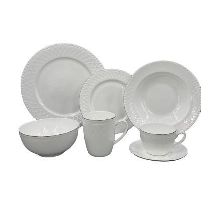 China Amazonas Viable Black Narumi Villerou Boch Tea Deep Plate Bone China White Dinner Set for sale