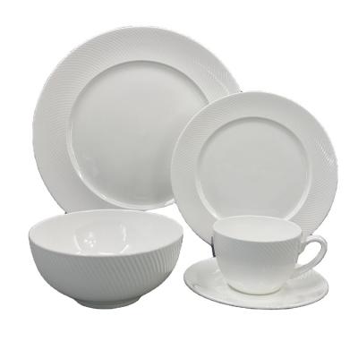 China White Gold Viable Modern Tableware European Style Cup Dinnerware Sets Bone China Dinner Set for sale