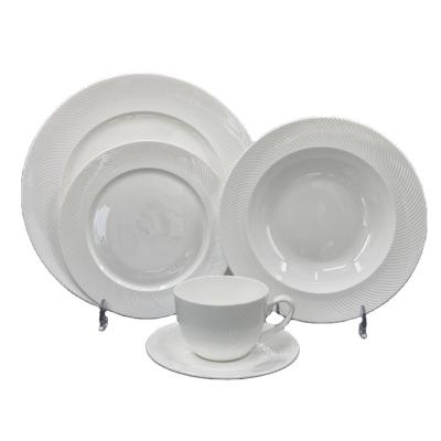 China Viable Porcelana Fine Blue Bone China Dinner Set Flower Dish White Dinnerware Cups and Mugs Tea Cups for sale