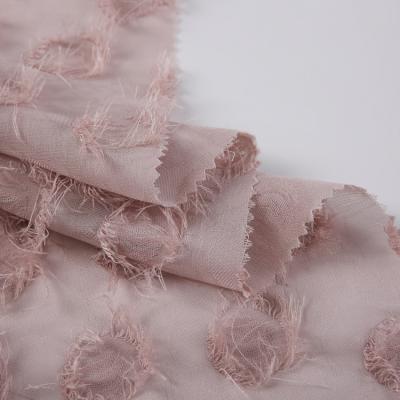 China Free Sample Elegant Design Woven 100% Polyester Fusible Cut Flower Chiffon Fabric For Dress for sale