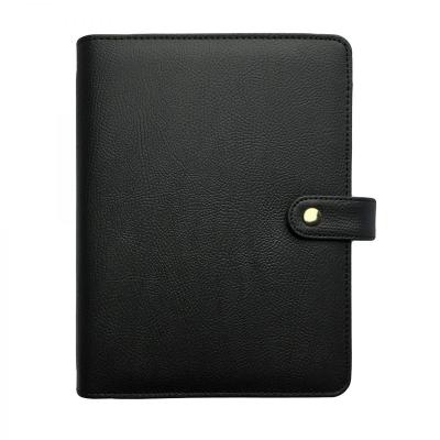 China Luxury Custom Soft Black Debossed Logo Gift Loose Leaf Binder Cover Business PU Printed Leather Notebook for sale