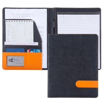 China Business Meeting Black A4 Folder Executive Padfolio PU Folder Organizer Leather Document Holder for sale