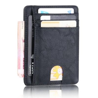 China Fashion Wholesale Price Mens Slim Women RFID Blocking Vegan Leather ID Card Holder Wallet Business Credit Card Holder for sale