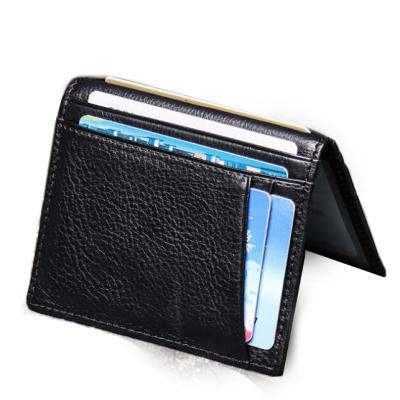 China Multi Function Good Selling Black Leather Slim Grain Business Card Holder Case Wallet For Men for sale