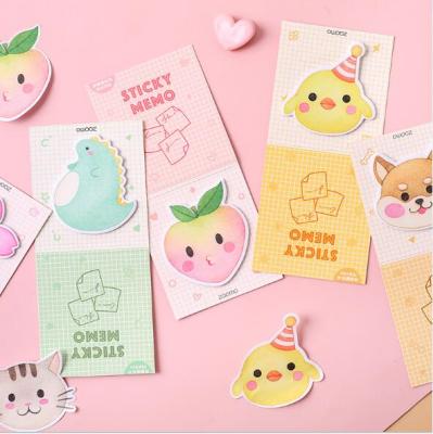 China Self Adhesive Cute Cartoon Sticky Memo Pad Fruit Dinosaur Animal Note Paper Note Sticker Sticker Stationery for sale