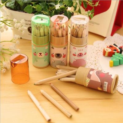 China Kawaii Bear Wooden Colored Pencil Set For Kids Cute Colorful Drawing Pencil DIY Stationery 12color/box FM2021635 for sale