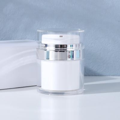 China Factory Price 15ml 30ml 50ml 100g Lotion Cream Serum Cosmetic Acrylic Luxury White Airless Pump Jar Airless Pump Bottle for sale