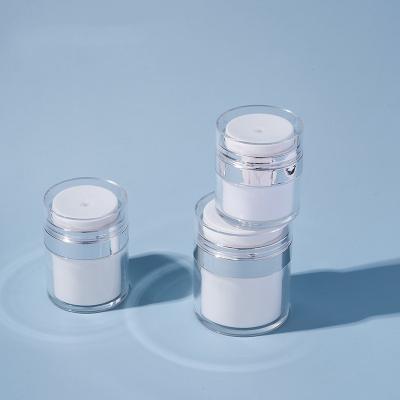 China Double Wall Cosmetic Acrylic Sliver Airless Pump Jar 15g 30g 50g 100g Pump Jar Set Plastic Empty Cream Jar 30ml 50ml for sale