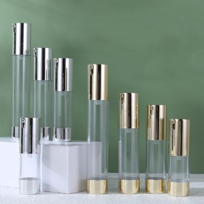 China 10ml 15ml 20ml 30ml Pump Bottle Serum Cosmetic Sliver Cosmetic Gold Container Airless Skin Care Packaging for sale