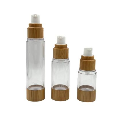 China 20 30 50ml Custom Eco Friendly Cosmetic Skin Care Serum Pump Bamboo Cosmetic Packaging Airless Bottle for sale