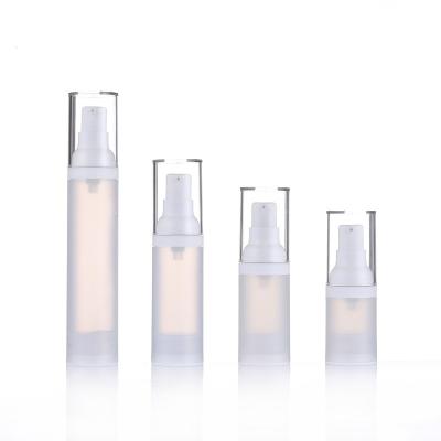 China Custom 15ml 20ml 30ml 50ml pp Frost Vacuum Spray Bottle Cosmetic Private Plastic Matte Clear Emulsion Lotion Airless Pump Bottle for sale