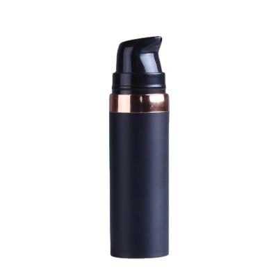 China Packaging Cosmetics Skin Care Products In Stock 5ml 10ml 15ml Black Frost Matte Emulsion Airless Press Pump Bottle With Rose Gold Ring Samples Packaging For Cosmetic for sale