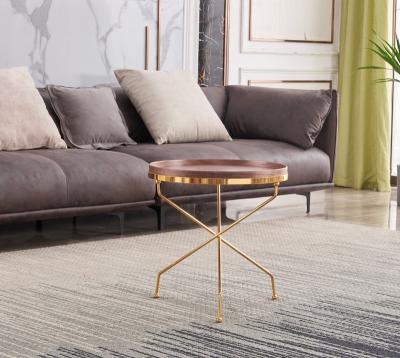 China modern style simple luxury coffee table furniture living room gold metal stainless steel center wood coffee table for sale