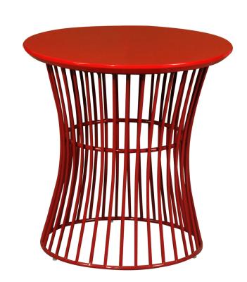 China Contemporary Red Living Room Furniture Metal Wire Drum Coffee Table Simple Coffee Table Modern Hammered Restaurant Use Table Small for sale