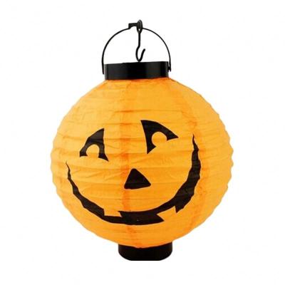 China Halloween Decoration Paper Pumpkin Light Lantern Hanging Lamp 20cm for sale