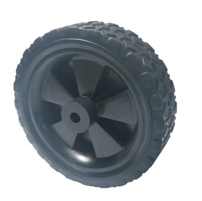 China Suppliers Lawnmover Flat Caster Freewheel With Solid Rubber Tires Air Compressor Wheels 8 Inch Plain Hole for sale